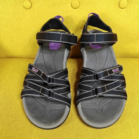 Teva Tirra Sandals  Hiking Sport Strappy Grey Black Outdoor Women's Shoes Size 7 - Picture 2 of 11